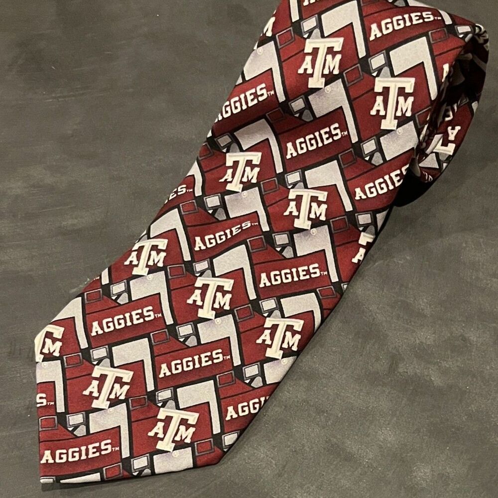 Eagle Neckwear Texas A&M Aggies Tie Gray Burgundy Men's Fan Apparel Silk Necktie
